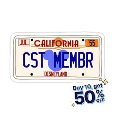 a license plate with the word disneyland on it and an image of mickey mouse's head