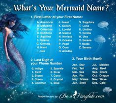 a mermaid with her name on it and some jellyfishs in the water around her