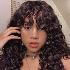 Curly Human Hair Wig With Bangs Short Bob Wig 180 Density Full Machine Made Brazilian Highlight Wig Julie Molina, 3a Hair, Affordable Human Hair Wigs, Wave Machine, Wavy Weave, Sew In Wig, Human Wigs, Curly Hair Wig, Curly Human Hair Wig