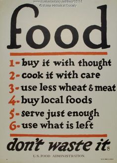 a poster with the words food written in red, white and blue