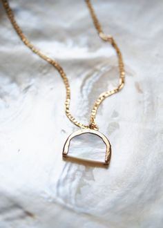 Gold Rainbow Mother of Pearl Shell Chain Necklace - Ānuenue– ke aloha jewelry Gold Disc Necklace, Ocean Treasures, Modern Necklace, Gold Disc, Modern Necklaces, Disc Necklace, Pearl Shell, Endless Summer, Gold Pendant Necklace