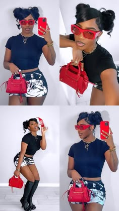 Birthday Outfit Idea Black Women, Nyfw Street Style Black Women, Baddie Fits Going Out, Baddie Outfits Designer, Red Purse Outfit Black Women, Summer Baddie Outfits Going Out, Cute Brunch Fits, Short Hair Baddie Outfits, Streetwear Valentines Day Outfit