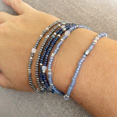 Cheap Blue Beaded Bracelets, Adjustable Hand Wrapped Beaded Bracelets, Adjustable Hand Wrapped Beaded Bracelets For Layering, Tiny Bead Bracelet, Small Bead Bracelet, Diy Jewelry Rings, Bracelets Easy, Junk Jewelry, Blue Beaded Bracelets