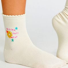 Pacsun Delivers This Funtimes Better Days Ahead Floral Stitch Design, Onesize, Multicolor. Comfortable Cotton Socks For Spring, Trendy Beige Cotton Socks, Cute Cream Socks For Spring, Cute Cream Spring Socks, Cute Cotton Socks For Spring, Beige Cotton Socks For Summer, Comfortable Beige Socks For Summer, Comfortable Beige Summer Socks, Trendy Cotton Socks For Spring