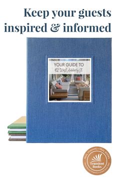 a blue book with the title, keep your guests inspired and informmed on it