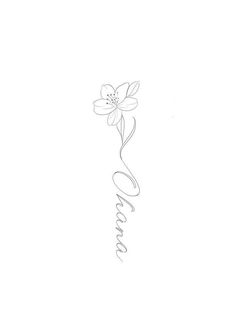 a drawing of a flower with the word love written in cursive writing on it