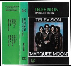 the television program for marquee moon is in green and black with an image of three men standing next to each other