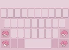 a computer keyboard with pink and white flowers on the back side, in front of a light pink background