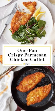 one pan crispy parmesan chicken cutlet on a plate