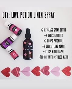 Diy Love Potion, Diy Linen Spray, Essential Oil Roller Bottle Recipes, Essential Oils Young Living, Essential Oil Combinations