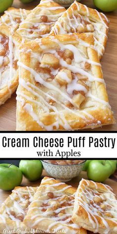 cream cheese puff pastry with apples on the side