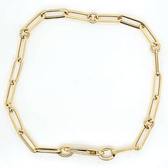 Roberto Coin 18 Karat Yellow Gold Paperclip Chain Bracelet, 7.25 Inches Long. Style #5310167AYLB0 Timeless Link Chain Bracelet With Lobster Clasp, Formal Chain Link Bracelet With Hook And Links, Classic Formal Chain Bracelet With Hooks And Links, Timeless Formal Chain Bracelet With Paperclip Chain, Classic Gold Oval Link Bracelet With Hooks, Classic Gold Bracelet With Oval Link, Formal Bracelets With Hook And Links, Formal Gold Link Bracelet With Hook And Links, Formal Gold Link Bracelet With Hooks