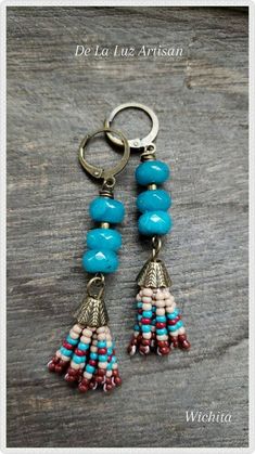 Bohemian Turquoise Beaded Earrings For Gifts, Turquoise Beaded Earrings With Tassels For Gift, Adjustable Bohemian Tassel Earrings With Round Beads, Turquoise Beaded Tassel Earrings For Festival, Boho Beaded Earrings, Bohemian Turquoise Tassel Earrings With Beaded Fringe, Turquoise Beaded Fringe Tassel Earrings For Festival, Turquoise Beaded Tassel Earrings For Gifts, Turquoise Tassel Earrings With Colorful Beads As Gift