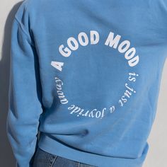 You know it’s true: a good mood is just a joyride away. Cozy up in this crewneck that puts the leisure in athleisure. A versatile essential for your coziest rides. Cozy Blue Crew Neck Sweats, Cozy Blue Crew Neck Sweatshirt, Trendy Relaxed Fit Crew Neck Sweats, Winter Trendy Crew Neck Sweats, Trendy Crew Neck Winter Sweats, Trendy Winter Crew Neck Sweats, Sporty Tops For Fall Weekend, Sporty Tops For Weekend Fall Season, Sporty Top For Weekend Fall Season