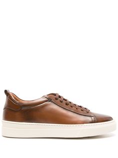 walnut brown calf leather smooth grain round toe front lace-up fastening logo-debossed tongue pull-tab at the heel flat rubber sole branded leather insole leather lining Brown Shoes Men, Dress Shoes For Men, Sneakers Brown, Footwear Design, Round Toe Sneakers, Made Dress, Brown Sneakers, Sneakers Blue, Sneakers Grey