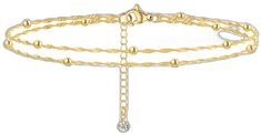 Gift Anklets With Extender, Elegant Beaded Chain Anklets, Elegant Anklets With Extender, Elegant Adjustable Beaded Chain Anklets, Elegant Adjustable Chain Anklets, Adjustable Gold Anklets With Satellite Chain, Adjustable Gold Anklets With Extender, Adjustable Gold Anklets For Beach Season, Yellow Gold Adjustable Chain Anklets As Gift