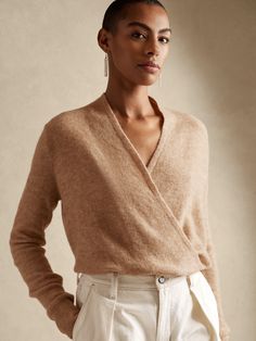 Aire Wrap-Front Sweater | Banana Republic Wrap Front Sweater, Soft Autumn Color Palette, High Rise Style, Wardrobe Planning, Front Sweater, Soft Classic, Plunge Neckline, Wrap Cardigan, Wrap Sweater