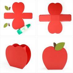 apple cut out from paper with markers and glue