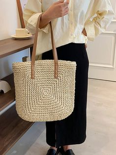 Summer Woven Women's Bag Large Capacity Straw Woman Shopper Beach – Huitidai&Xiangtuibao Trendy Square Bucket Bag For The Beach, Trendy Square Bucket Bag For Beach, Trendy Square Shoulder Bag For Vacation, Trendy Square Bucket Bag For Vacation, Casual Handmade Beige Bucket Bag, Trendy Natural Hobo Bag For Vacation, Large Capacity Square Beach Bag For Beach Season, Large Summer Shoulder Bag For Daily Use, Bohemian Large Capacity Canvas Bag For Summer