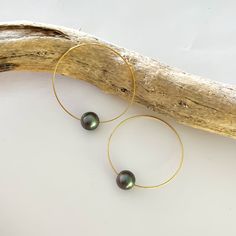 The hoop is a classic staple for any jewelry collection. Paired with an exquisite Tahitian pearl for a stylish look. We source our Tahitian pearls directly from a multi-generational family's pearl farm in Tahaa Tahiti. These pearls are known for their beautiful luster and high quality. They are reasonably priced as we partner directly with the local family that grows the pearls. The wire separates from one side of the pearl and easily slides back into place. Made without ear wires, for clean loo Pearl Farm, Pearl Hoop Earrings, Tahitian Pearls, Memory Wire, Tahiti, Silver Hoop Earrings, Ear Wires, Gold Earrings, Jewelry Collection