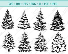 christmas tree silhouettes in black and white with the text svg - dxf eps