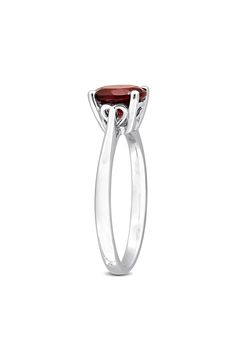 Make a stunning statement of style with this brilliant ring crafted with a solitaire garnet. Total garnet weight: 1.60ct. Sterling silver/garnet Imported Garnet Ring With Prong Setting, Formal Garnet Rings With Accent Stones, Classic Garnet Round Cut Ring, Classic Solitaire Ring With Lab-created Ruby, Classic Garnet Ring With Round Cut, Classic Garnet Rings With Round Cut, Modern Garnet Rings For Formal Events, Formal Garnet Ring With Polished Finish, Modern Garnet Rings For Formal Occasions