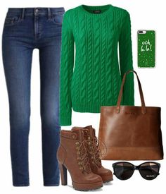 Green Pullover Outfit, Stylish Jeans Top, Green Sweater Outfit, Outfits Con Jeans, Green Pullover, Outfit Mujer, Everyday Fashion Outfits, Causual Outfits