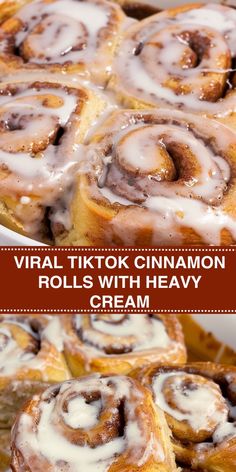 cinnamon rolls with cream cheese frosting on top