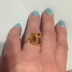 Stunning Citrine Set In Gold Over Silver. Ring Size 7. This Ring Will Get Noticed! Never Worn. ( Except For Picture). Bought From Rue Lala. Where It's Original Listing Is $400 (?) But Currently Sells For$69. No Low Ball Offers, Please. Formal Hallmarked Citrine Rings, Luxury Gold Citrine Rings, Luxury Gold Citrine Crystal Ring, Luxury Citrine Signet Ring For Gift, Luxury Hallmarked Citrine Rings, Citrine Ring, Ring Size 7, Womens Jewelry Rings, Citrine