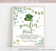 a st patrick's day baby shower sign with shamrocks