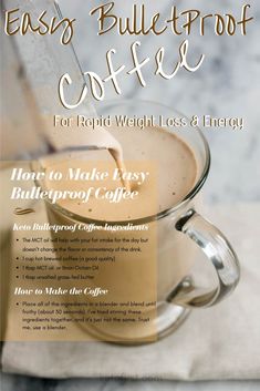 Bullet Proof Coffee Recipes, Bulletproof Recipes, Keto Easy, Coffee Ingredients, Keto Drinks, Low Carb Drinks