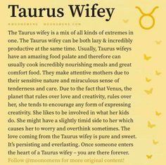 the text is written in black and white on a yellow background with gold lettering that reads taurus wife