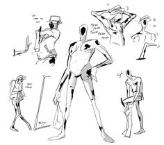 some sketches of people in different poses