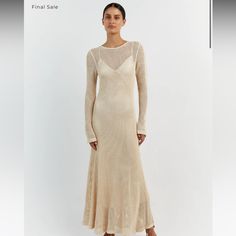 Slip And Cover Are Separate Nwt Retail $259 Elegant Fitted Crochet Maxi Dress, Elegant Crochet Maxi Dress, Chic Crochet Evening Dress Maxi Length, Elegant Evening Crochet Dress In Maxi Length, Fitted Crochet Dress For Evening, Chic Long Sleeve Crochet Dress For Evening, Chic Long Sleeve Crochet Evening Dress, Elegant Fitted Crochet Dress For Fall, Elegant Long Sleeve Crochet Dress For Spring