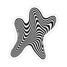 an abstract black and white pattern sticker on a white background with the shape of a wave