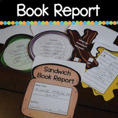 the book report is displayed on a table