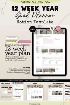 Achieve more in 12 weeks with the 12 Week Year Planner Notion template by PlanByJustine. Boost productivity with goal setting, habit tracking, action planning, and progress reviews for personal, business, or academic success. 12 Week Year Notion, Task Prioritization, 12 Week Year Planner, Action Planning, 12 Week Year, Planner Habit Tracker