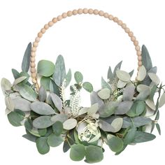 PRICES MAY VARY. 1. Size:Unfolded OD 16 inches,easy to hang, natural material but stable shape. Please allow slight variation in size due to manual measurement. 2. Multi-purpose: can be used as decoration for door front, wall and window, adding fresh and natural atmosphere to your home. 3. High quality material: This wreath is made of wooden beads into a circle and trimmed with artificial fake flowers and artificial green leaves to make the decoration look more fresh and natural. It becomes the Farmhouse Wreaths For Front Door, Farmhouse Wreaths, Boho Wreath, Eucalyptus Leaf, Swag Wreath, Outdoor Wreaths, Artificial Leaf, Eucalyptus Wreath, Spring Summer Decor