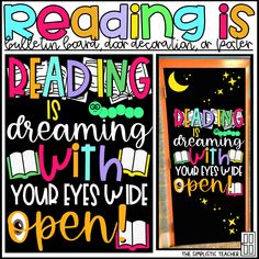 an advertisement for reading is dreaming with your eyes wide open and open on the front