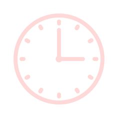 a white clock with pink hands on a white background