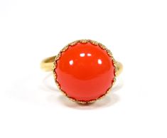 Vintage gold orange ring bohemia glass cabochon 13mm 50s style handmade bohemian glass stone 1960s handmade in cologne The ring shown is handmade in our Cologne studio The frame is made of tombac, real gold-plated. The stone used is original glass from the 1960s, handmade in Germany. Stone size: approx. 13mm The ring band is adjustable in size and can easily be adapted to each finger. Color orange Brand: SoHo® For this finger jewelry we use only materials from Germany. All steps are carried out Vintage Gold Dome Ring With Oval Cabochon, Gold Cabochon Dome Ring, Gold Dome Ring With Cabochon, Adjustable Orange Cabochon Jewelry, Vintage Gemstone Dome Ring For Gift, Vintage Gemstone Dome Ring As Gift, Coral Cabochon Jewelry For Gift, Vintage Domed Jewelry Gift, Heirloom Style Dome Ring With Cabochon For Gift