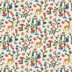 an image of a pattern with animals and flowers