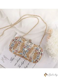 Bird in Bag - Rhinestone-Decorated Fashion Evening Bag with Metal Accents Bag For Wedding, Rhinestone Handbags, Pearl Clutch, Bridal Handbags, Clutch Bag Wedding, Luxury Clutch, Rhinestone Clutch, Crystal Clutch, Beaded Evening Bags