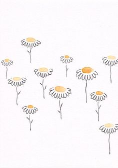 a drawing of daisies on a white background