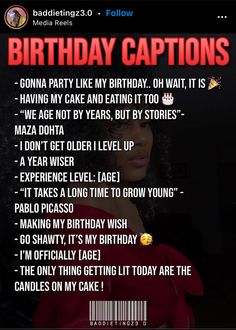 Highschool Captions, Red Outfit Birthday, Bday Captions, Insta Recreate, Text Slang, Birthday Captions For Myself, Nicknames For Girlfriends, 21st Birthday Captions, First Day Of Highschool