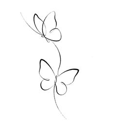 the outline of two butterflies on a white background