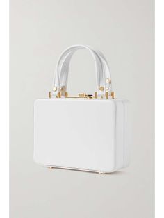 GIANVITO ROSSI Valì mini leather tote | NET-A-PORTER High-end White Box Bag With Detachable Strap, High-end White Box Bag With Detachable Handle, Designer White Box Bag With Detachable Handle, Luxury White Box Bag With Top Handle, Luxury White Box Bag With Detachable Handle, Luxury White Box Bag For Evening, High-end White Rectangular Box Bag, High-end White Box Bag With Gold-tone Hardware, Designer White Top Handle Box Bag