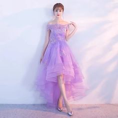 High low party dress, off-shoulder purple party dress, dream birthday dressMaterial:tullecolor:as picture or custom colorNeckline:off shoulderStyle:dreamDress type:A-lineFeatures:lace<p>Customized service and Rush order are available.</p><br/><p>This dress could be custom made, there are no extra cost to do custom size and color.</p><br/><p>Please leave your phone number for shipping when you order the dress.</p><br/><p>1.If it is a cus Teen Party Dresses, Vestido Color Lila, Off The Shoulder Homecoming Dress, Off Shoulder Party Dress, Purple Homecoming, High Low Party Dresses, Purple Party Dress, Lavender Prom Dresses, Purple Homecoming Dress