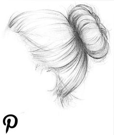 a black and white drawing of a ponytail