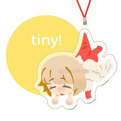 an image of a cartoon character hanging from a string with the word tiny on it